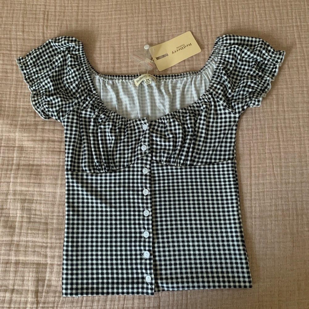 NWT - Verge Girl Checkered Button Front Top